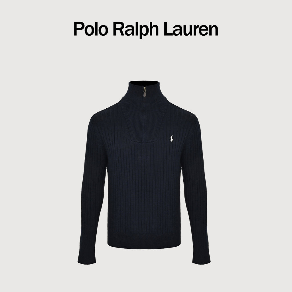 Ralph Lauren Polo Pony Quarter-Zip Mock-Neck Sweater – Blue – Men’s MNPOSWE16822310-400