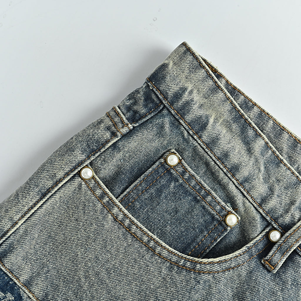 Louis Vuitton Monogram Patch Skate Wide-Leg Denim Jeans – Unisex R5200716
