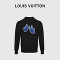 Louis Vuitton FW26 Blue Gesture Intarsia Fine-Knit Sweater – BlackXBK5200915