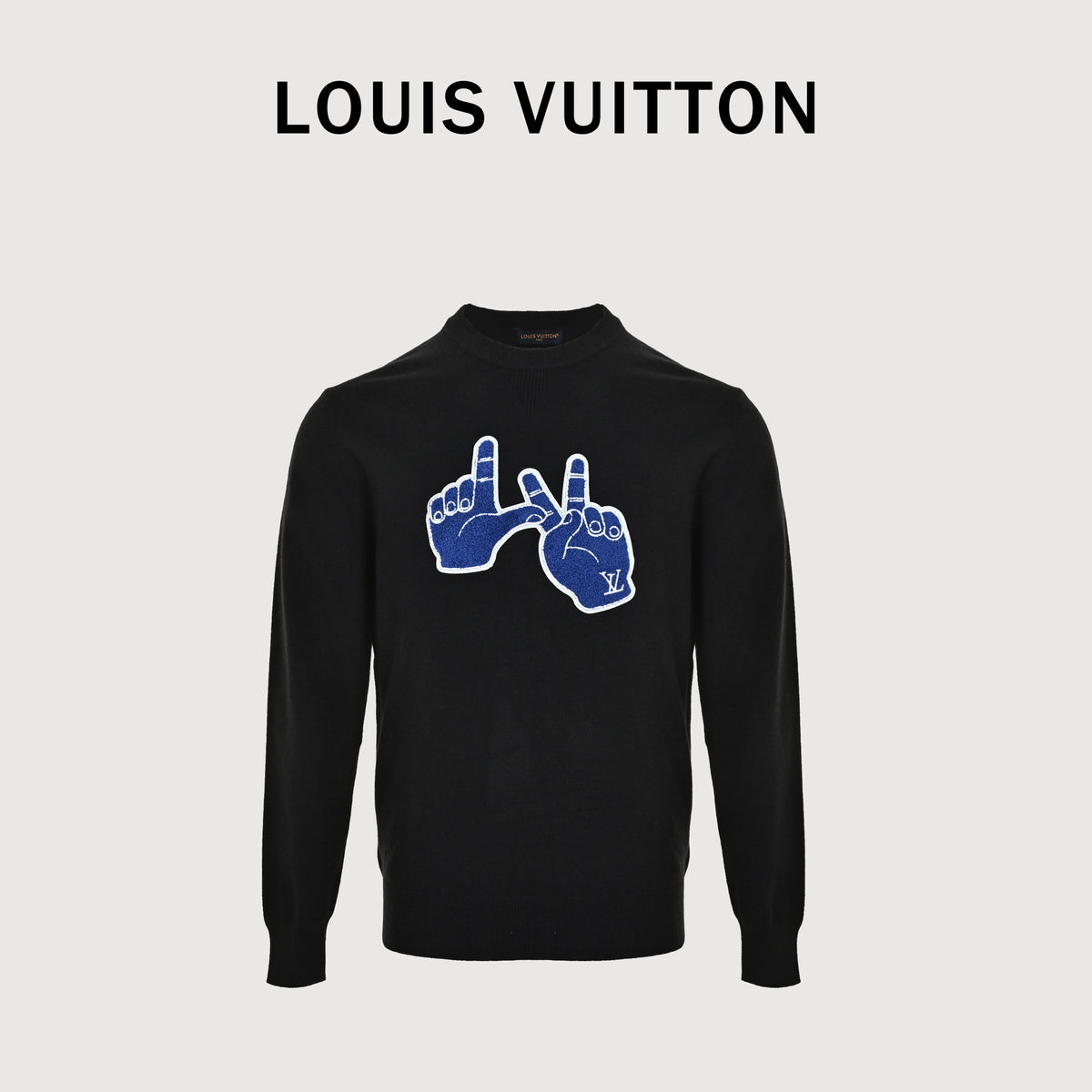Louis Vuitton FW26 Blue Gesture Intarsia Fine-Knit Sweater – BlackXBK5200915