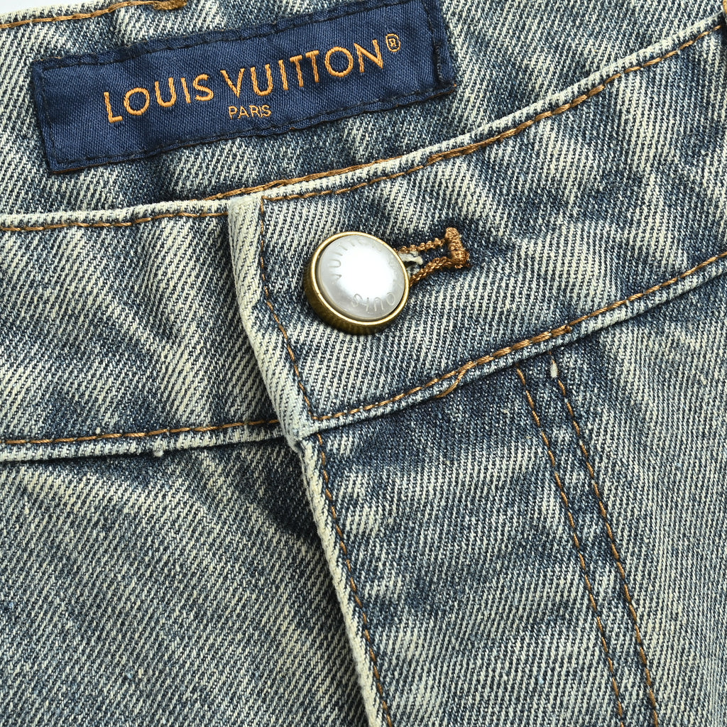 Louis Vuitton Monogram Patch Skate Wide-Leg Denim Jeans – Unisex R5200716