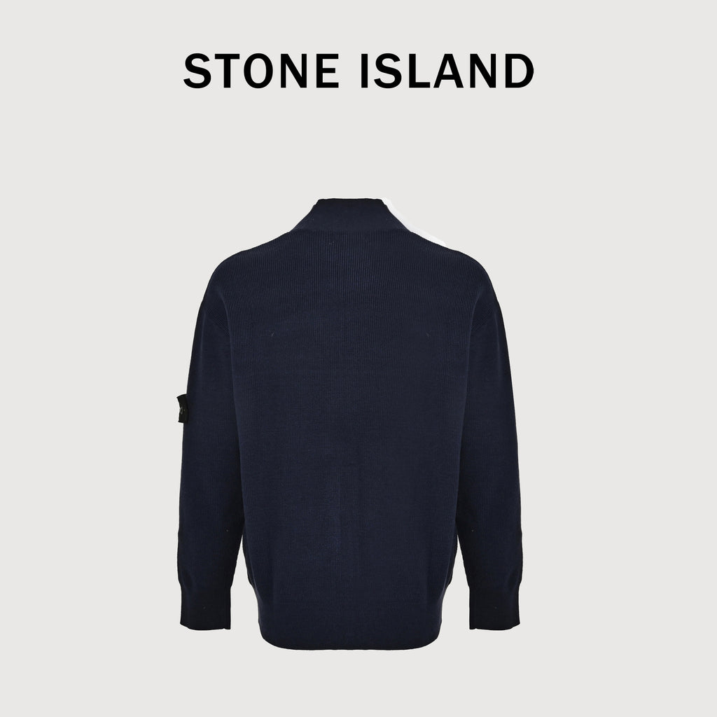Stone Island FW26 Sleeve-Badge Stand-Collar Zip Knitwear Jacket – Navy – Men’s L1S155100126S00D8V0020AA
