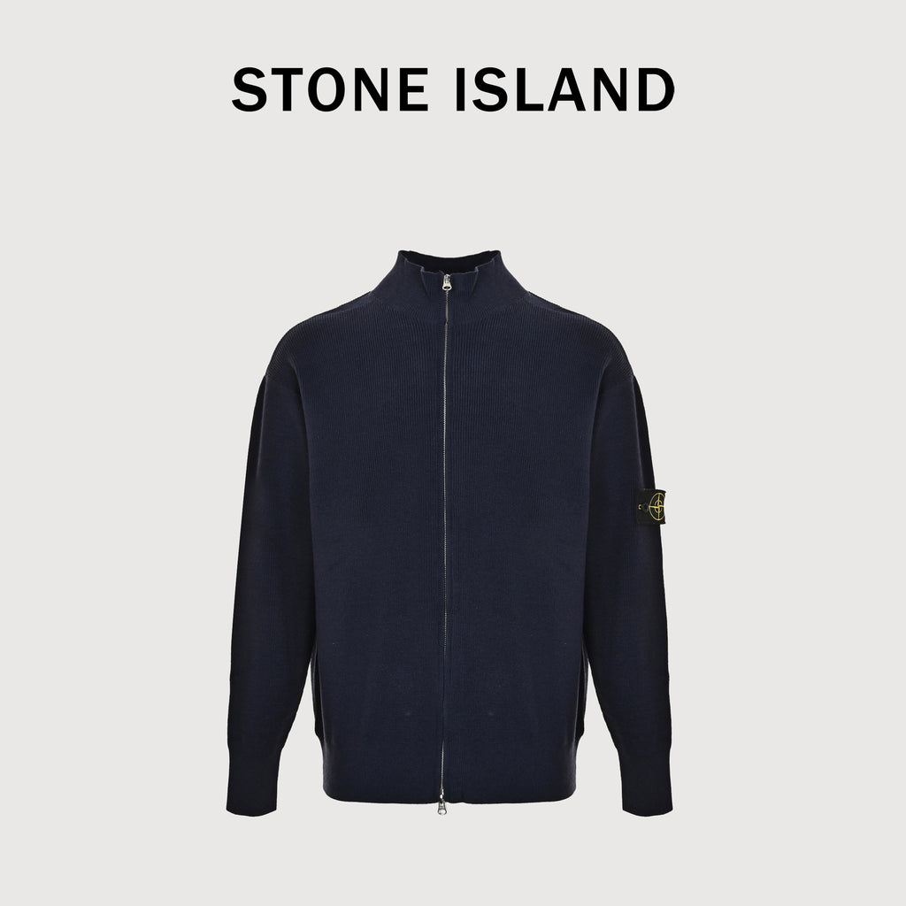 Stone Island FW26 Sleeve-Badge Stand-Collar Zip Knitwear Jacket – Navy – Men’s L1S155100126S00D8V0020AA
