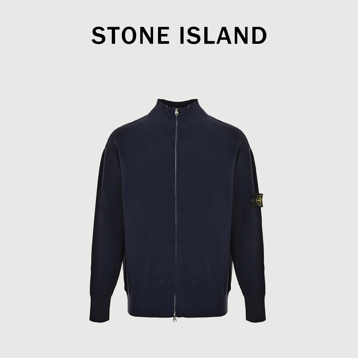 Stone Island FW26 Sleeve-Badge Stand-Collar Zip Knitwear Jacket – Navy – Men’s L1S155100126S00D8V0020AA