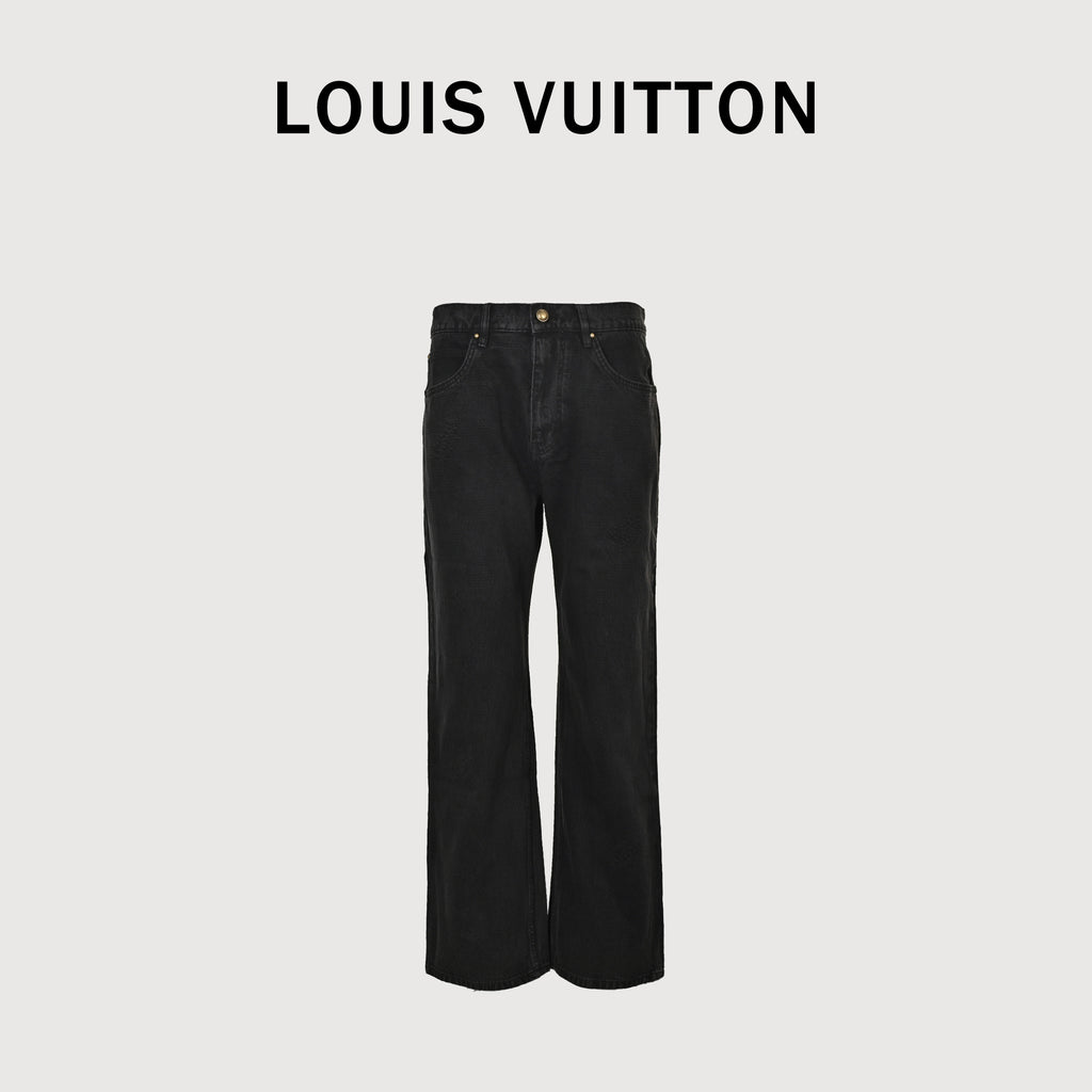 LV 24FW Shadow Check Straight-Leg Skate Denim Jeans – Unisex TS7200829