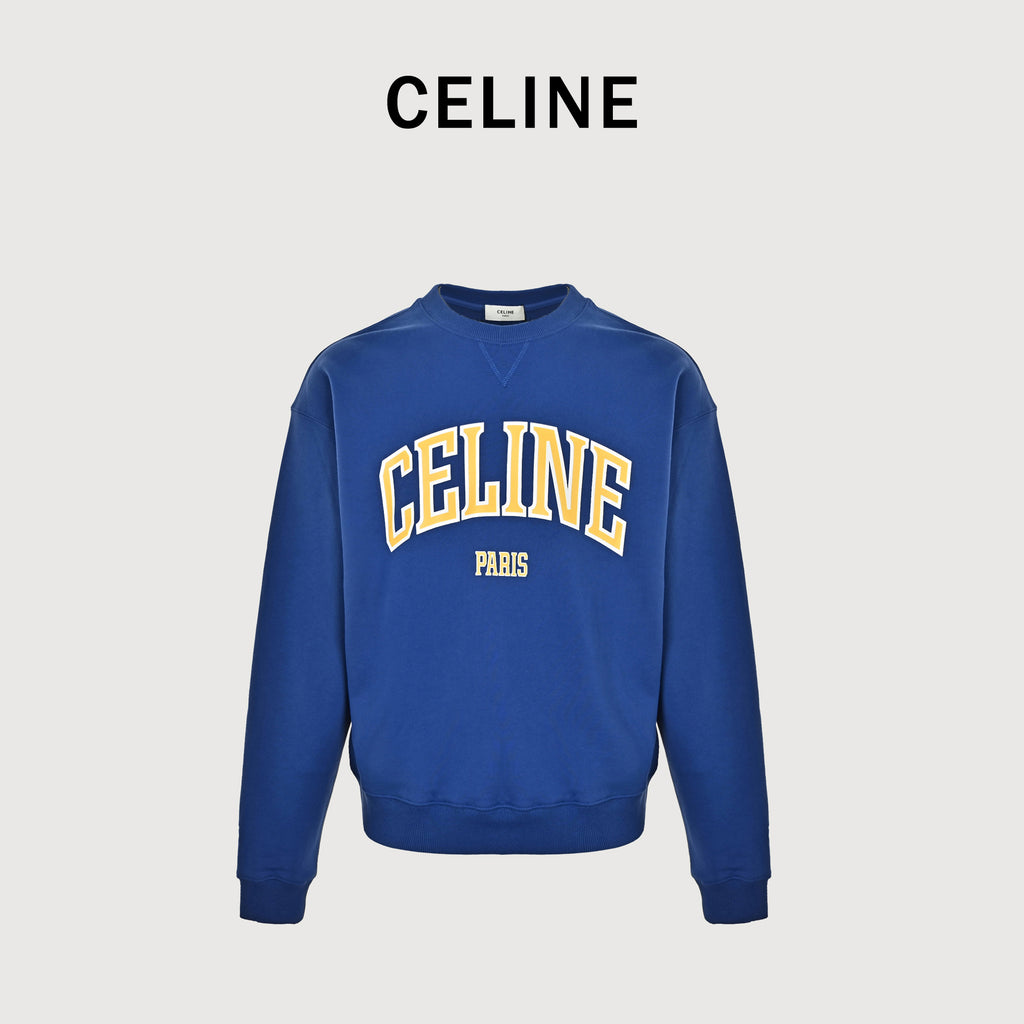 Celine CE Two-Color Arched Print Crewneck Sweatshirt – Blue – UnisexRY1191233-07GK