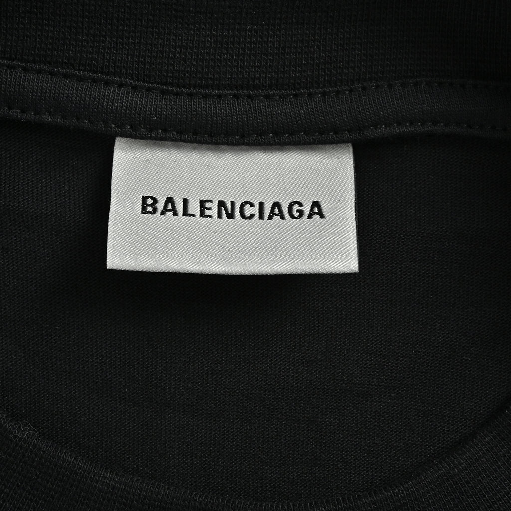 Balenciaga FW26 Rainbow Chalk-Effect Logo Long-Sleeve T-Shirt – Blackhh3800917