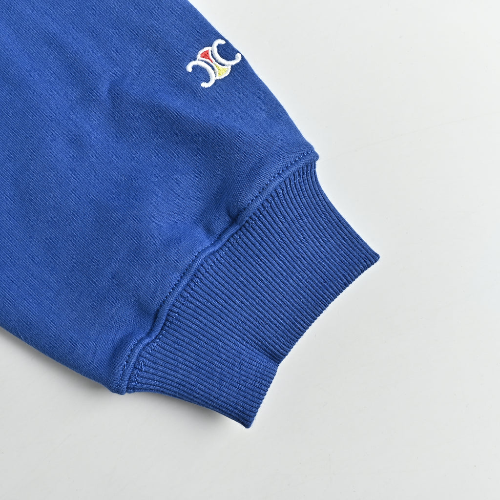 Celine CE Two-Color Arched Print Crewneck Sweatshirt – Blue – UnisexRY1191233-07GK
