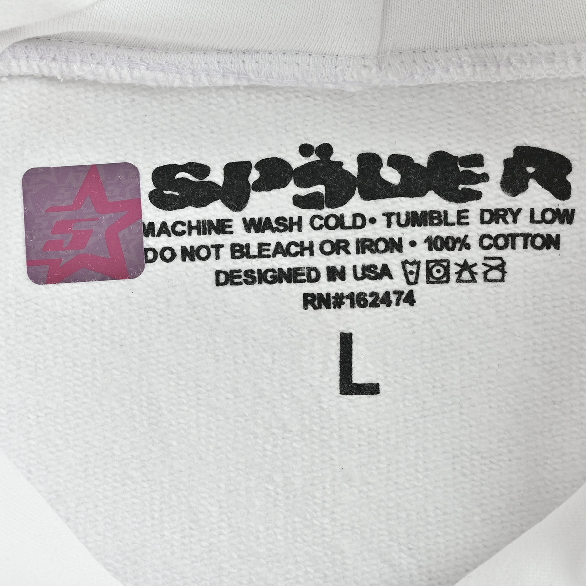 SP5DER Rhinestone Letter Heat-Press Hoodie – White – Unisex HH5200905