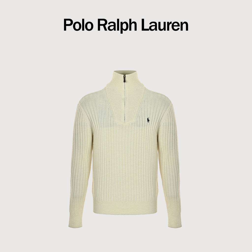 Ralph Lauren Polo Pony Quarter-Zip Mock-Neck Sweater – Cream – Men’s MNPOSWE16822304-101
