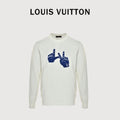 Louis Vuitton FW26 Blue Gesture Intarsia Fine-Knit Sweater – WhiteXBK5200915-W