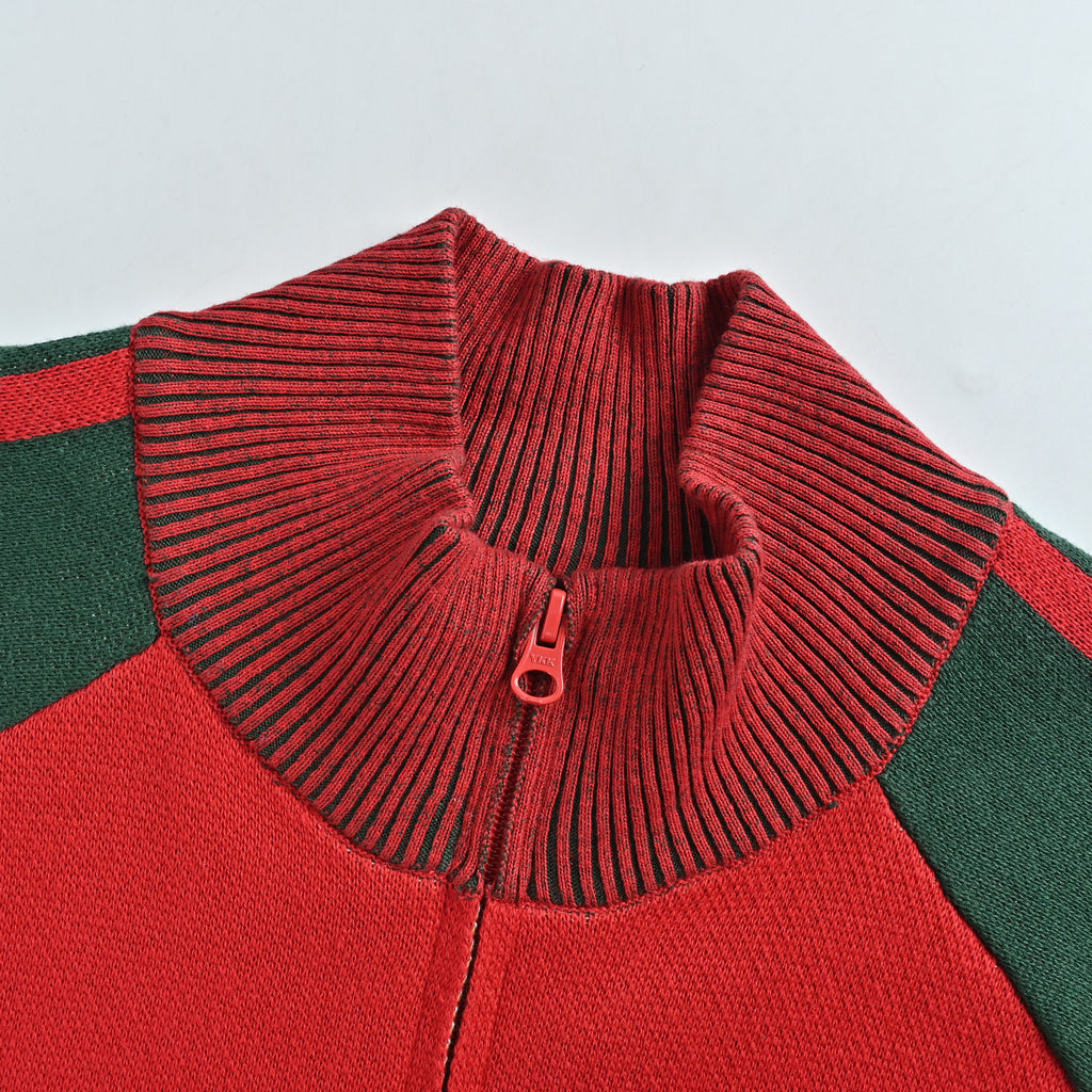Supreme x Umbro SS25 Club-Inspired Zip Stand-Collar Knit Jacket – Red/GreenSUP-SS25-236