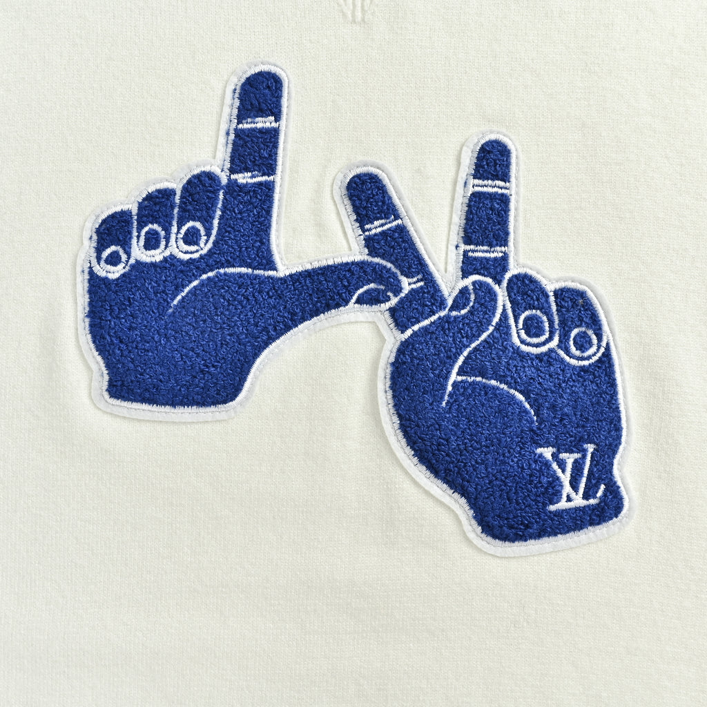 Louis Vuitton FW26 Blue Gesture Intarsia Fine-Knit Sweater – WhiteXBK5200915-W