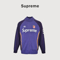 Supreme x Umbro SS25 Club-Inspired Zip Stand-Collar Knit Jacket – Purple/NavySUP-SS25-236