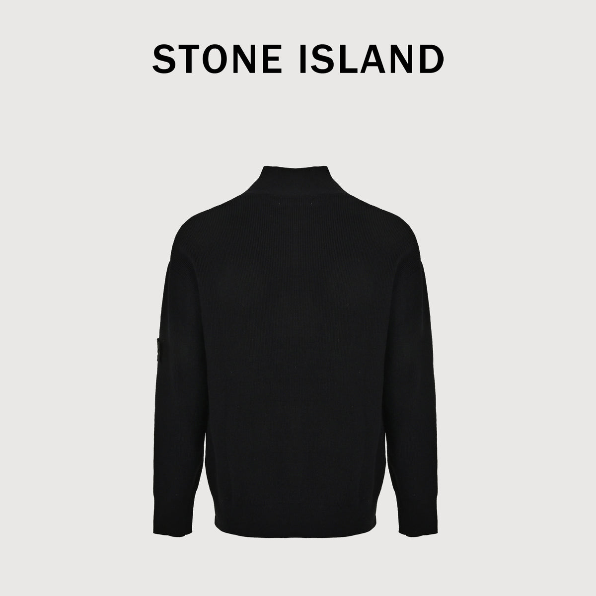 Stone Island SS26 Ribbed Soft Organic Cotton Sleeve-Badge Stand-Collar Zip Knitwear Jacket – Black – Men’s