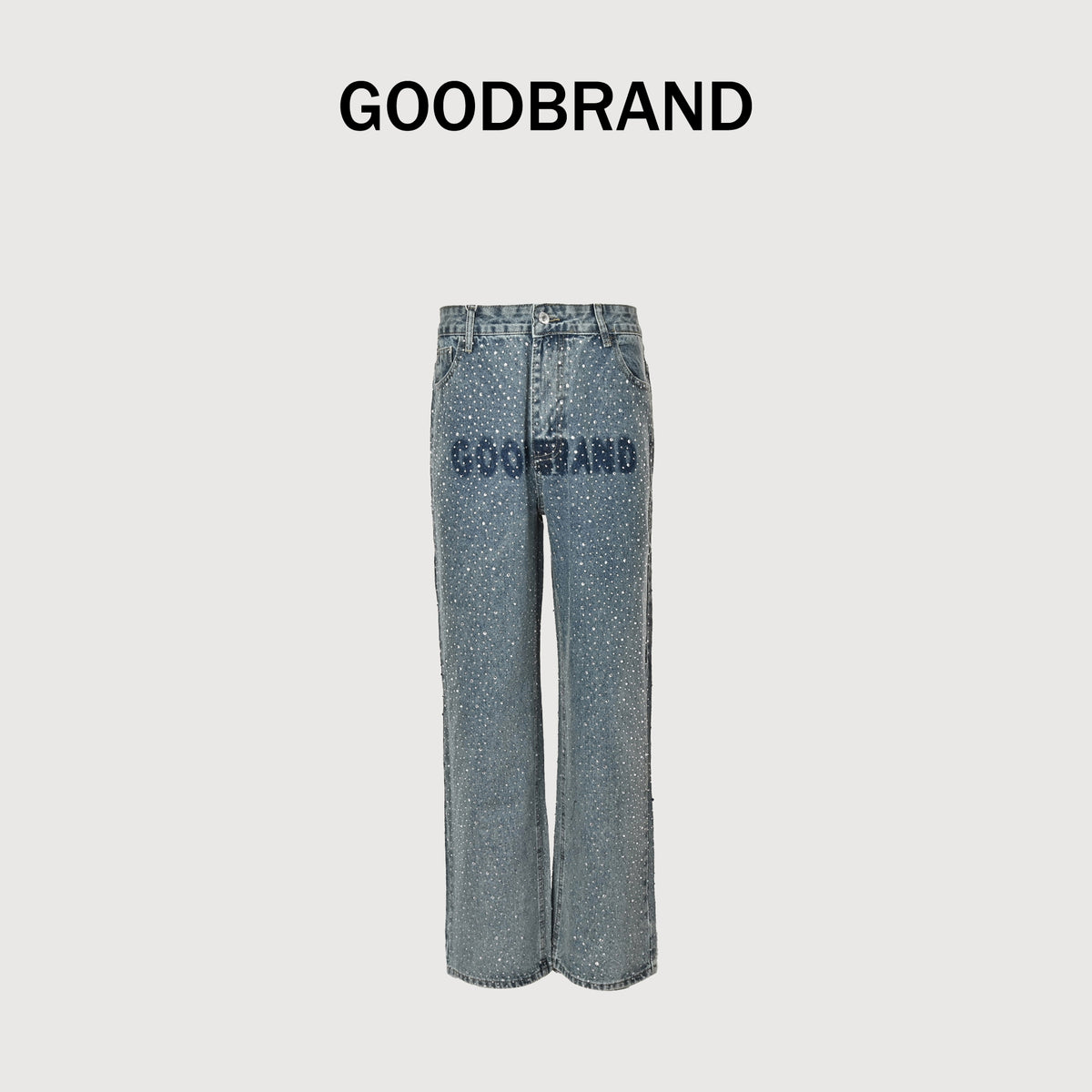 GOODBRAND Crystal Letter Watermark Light Luxury Denim Jeans – Unisex SY5200617