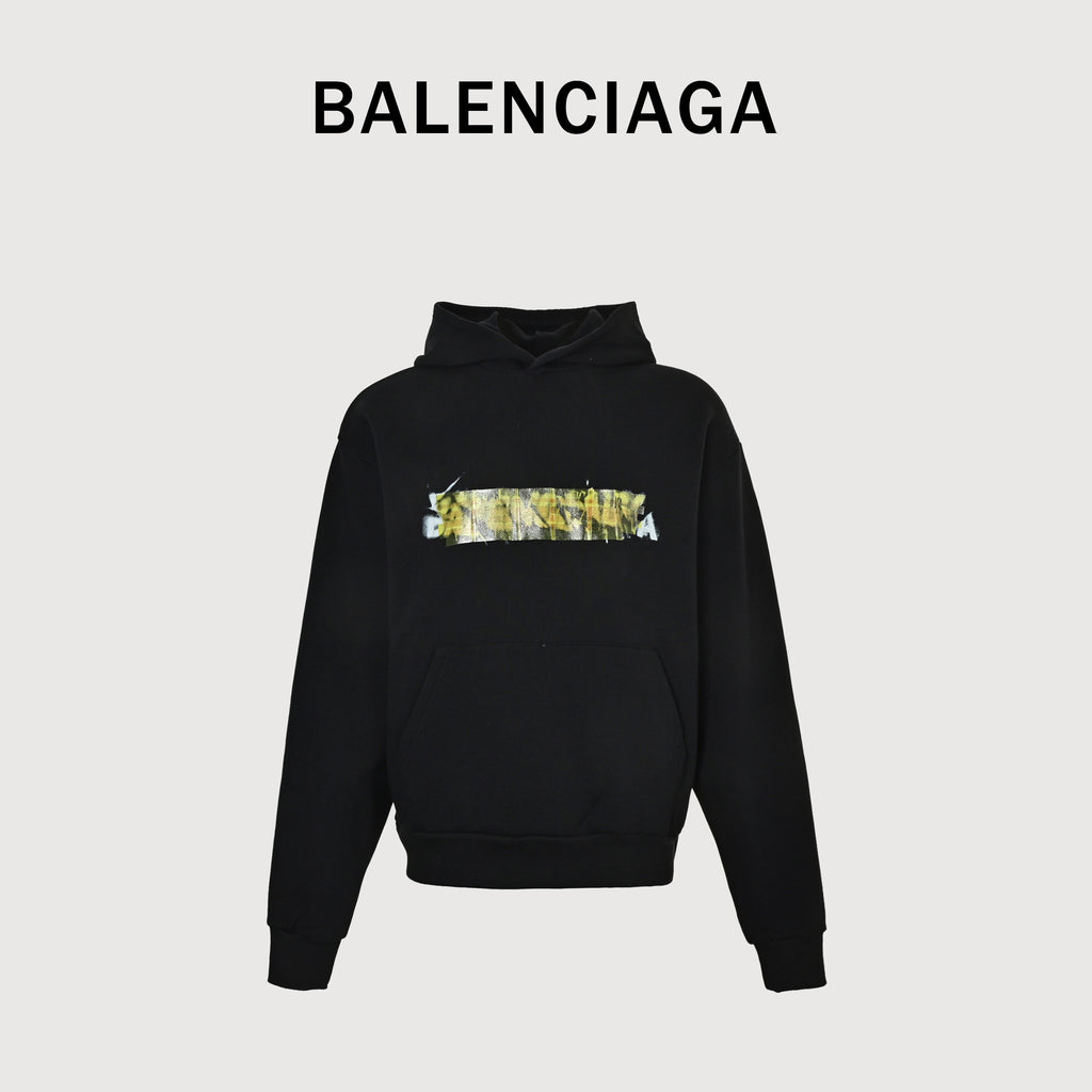 Balenciaga BLCG Layered Tape Hoodie – Black – Unisex871956TUVI91000