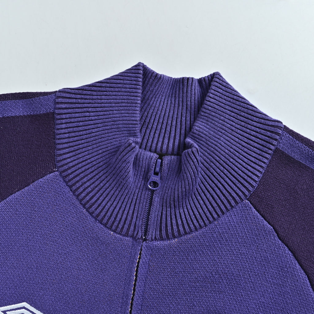 Supreme x Umbro SS25 Club-Inspired Zip Stand-Collar Knit Jacket – Purple/NavySUP-SS25-236