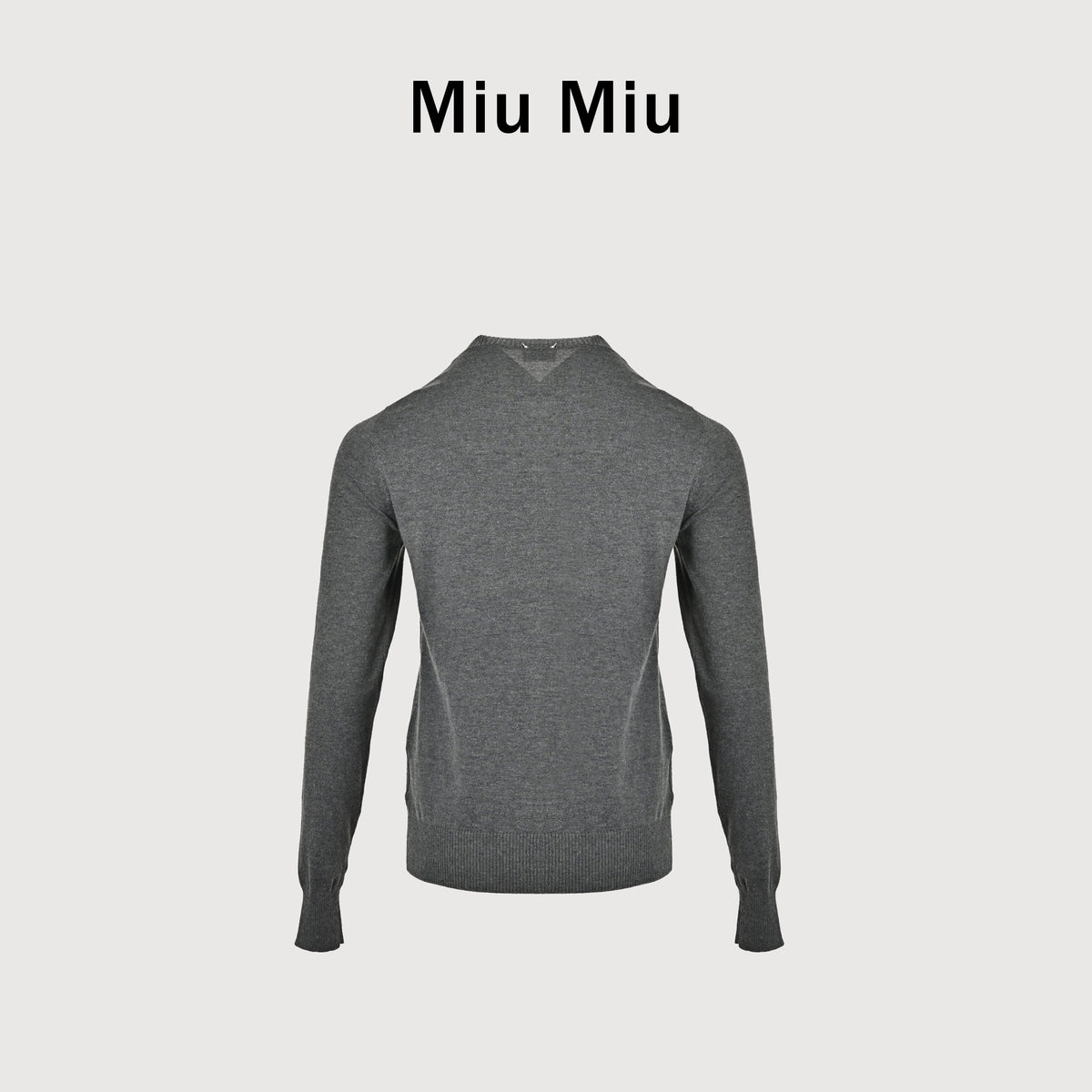 Miu Miu FW23 Logo-Embroidered Wool-Cotton Blend Cardigan – Grey – Women’sMMF787-13S1-F0480-S-232
