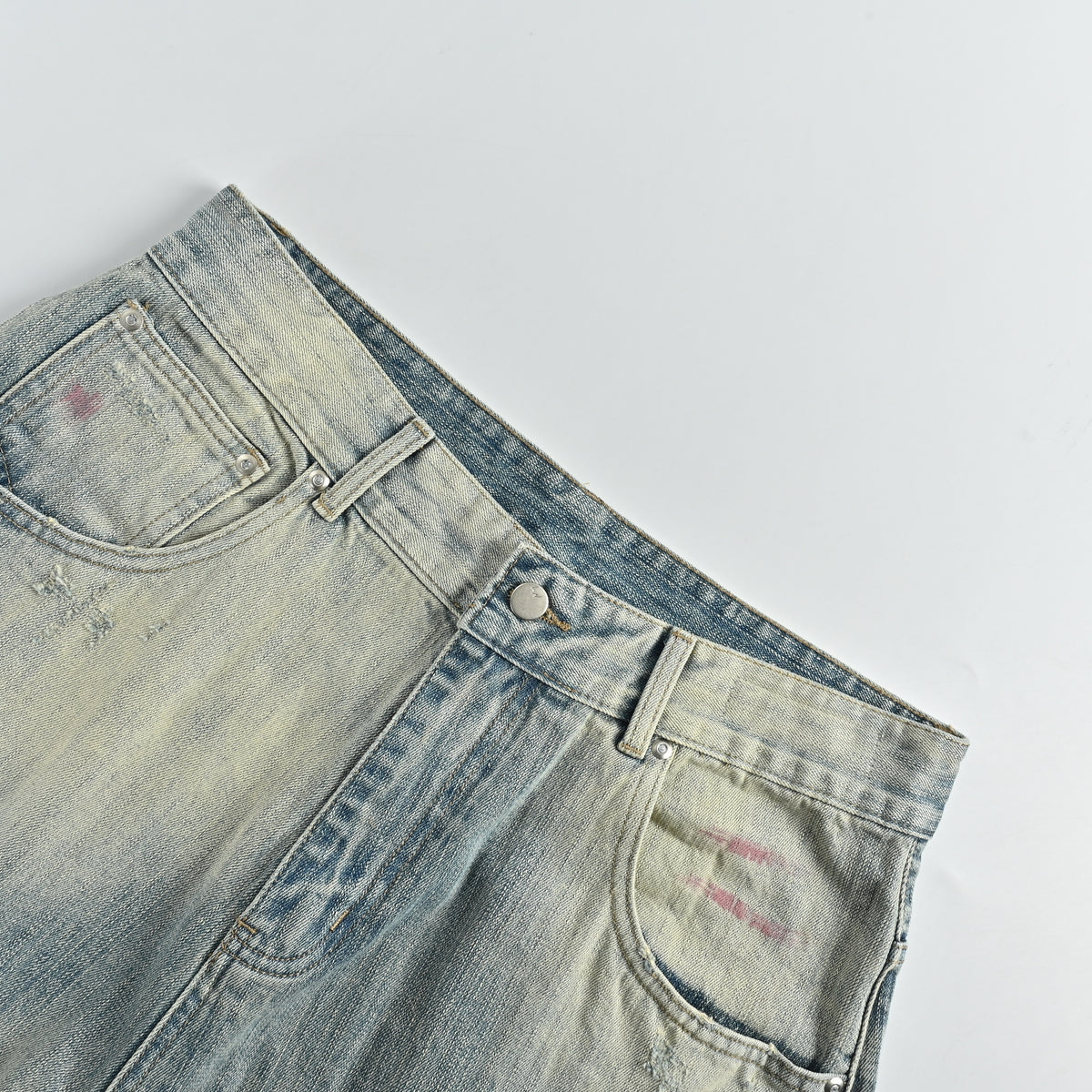 ANCELLM 25SS Destroyed Patch Tapered Denim Jeans – Unisex SG6400317