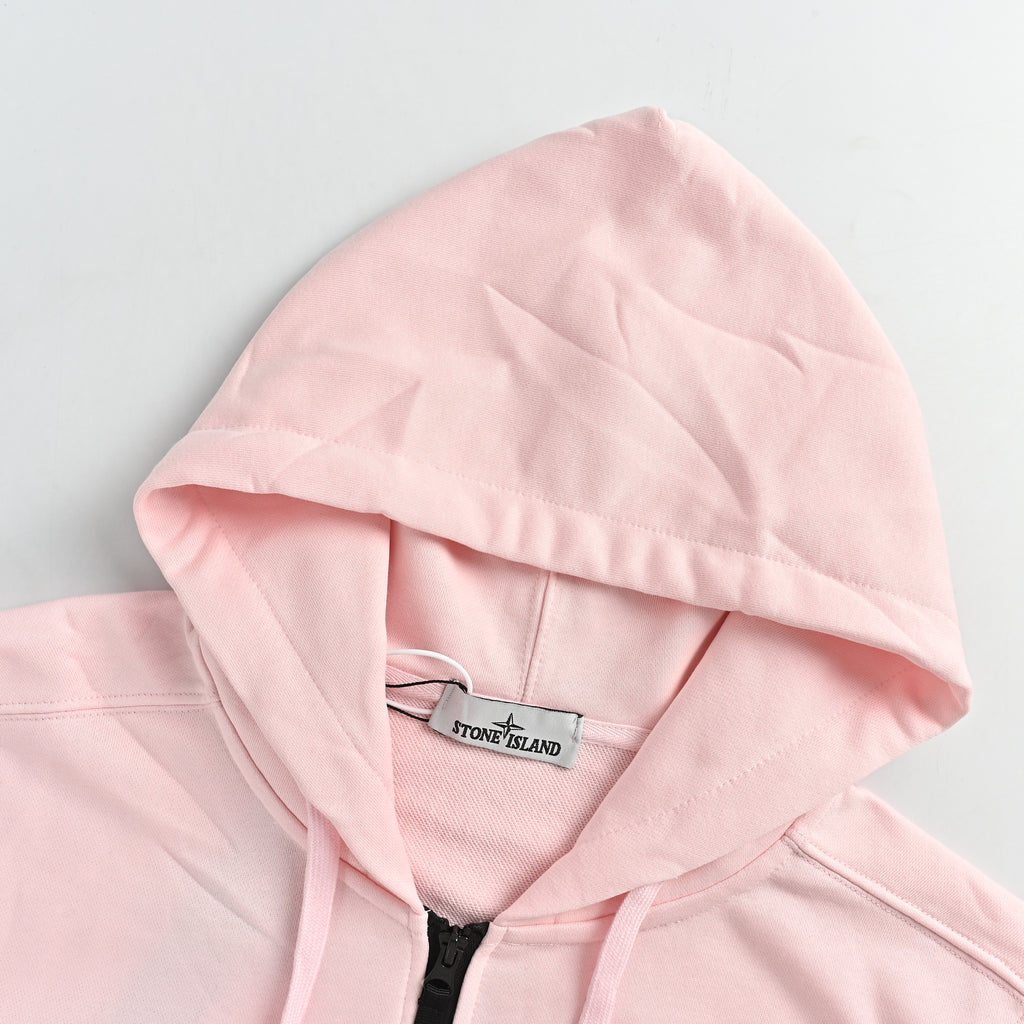 Stone Island SS24 Compass Badge Zip Hoodie – Light Pink – Unisex 801564251-V0080