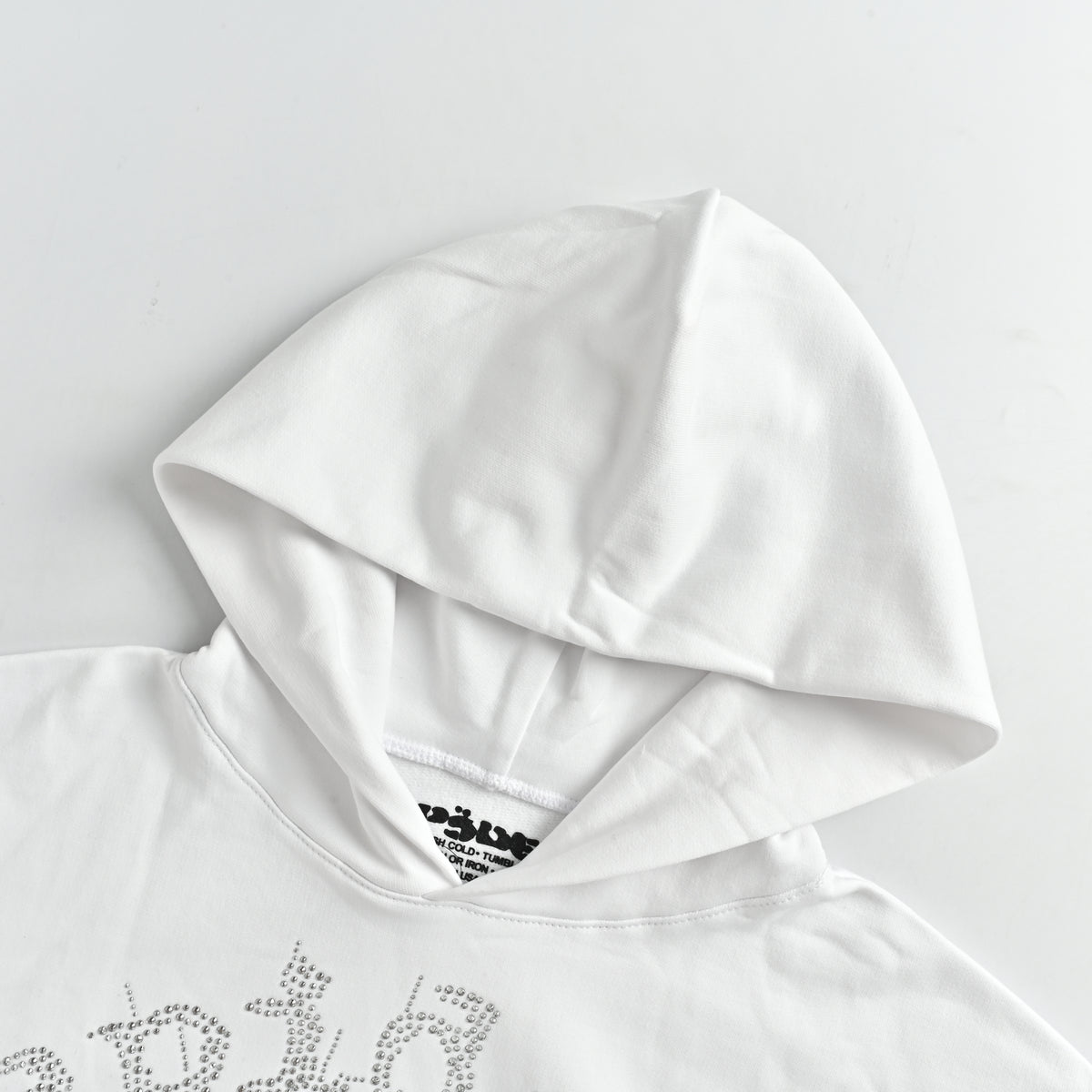 SP5DER Rhinestone Letter Heat-Press Hoodie – White – Unisex HH5200905
