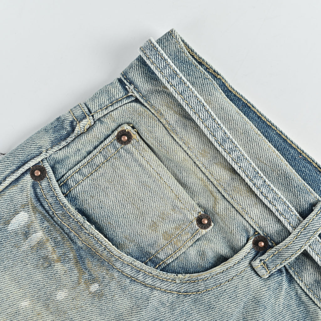 Acne Studios Hand-Painted Ink-Spray Heavy-Washed Denim Shorts – Unisex NP4000412