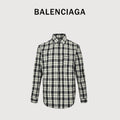 Balenciaga FW26 Brushed Plaid Long-Sleeve Shirt – Black/White A001ZSTUM339040