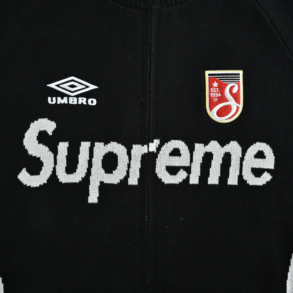 Supreme x Umbro SS25 Club-Inspired Zip Stand-Collar Knit Jacket – Black SUP-SS25-236