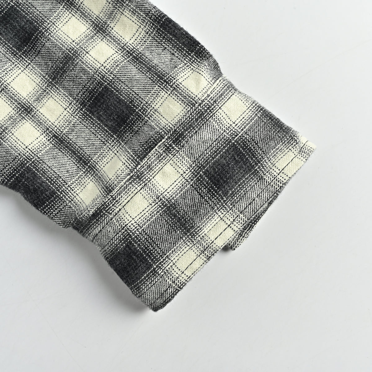 Balenciaga FW26 Brushed Plaid Long-Sleeve Shirt – Black/White A001ZSTUM339040
