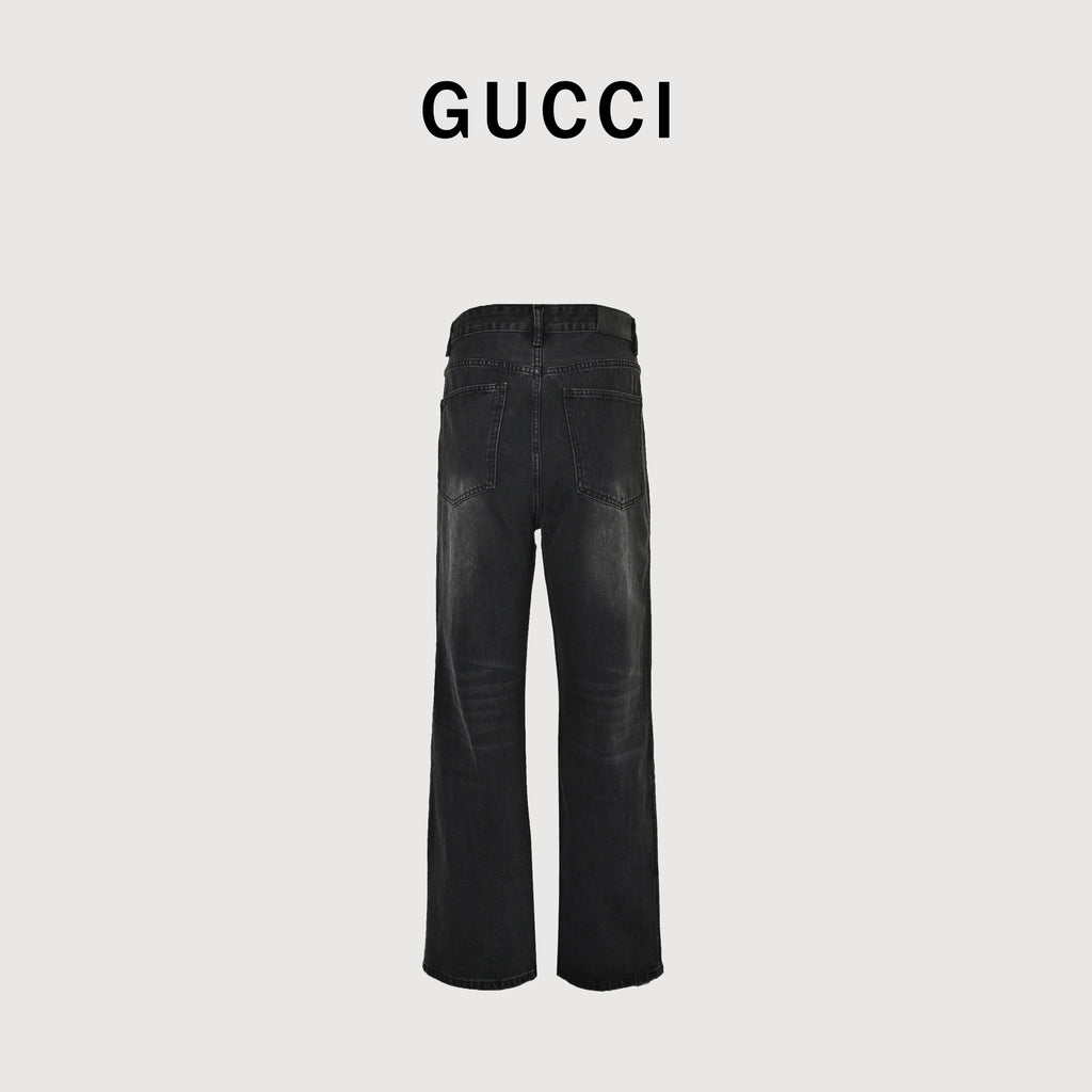 Gucci Red-Green Web Stripe Side-Seam Denim Jeans – Unisex  R4600824