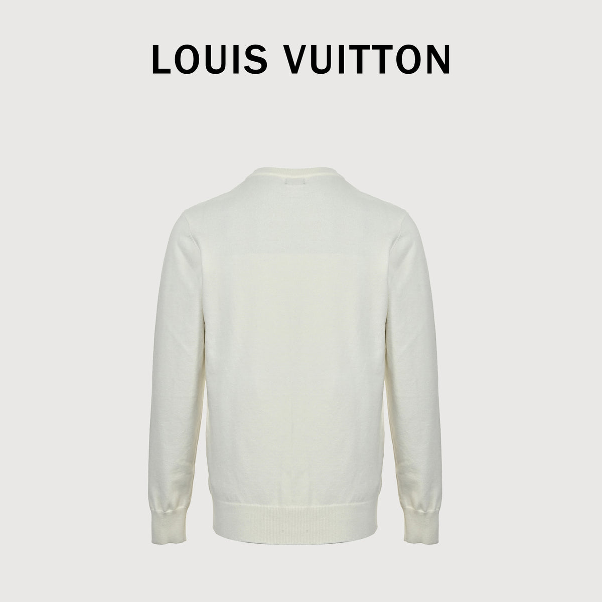 Louis Vuitton FW26 “Marque L.Vuitton Déposée” Monogram Letter Intarsia Fine-Knit Sweater – WhiteXBK5200915-MLW