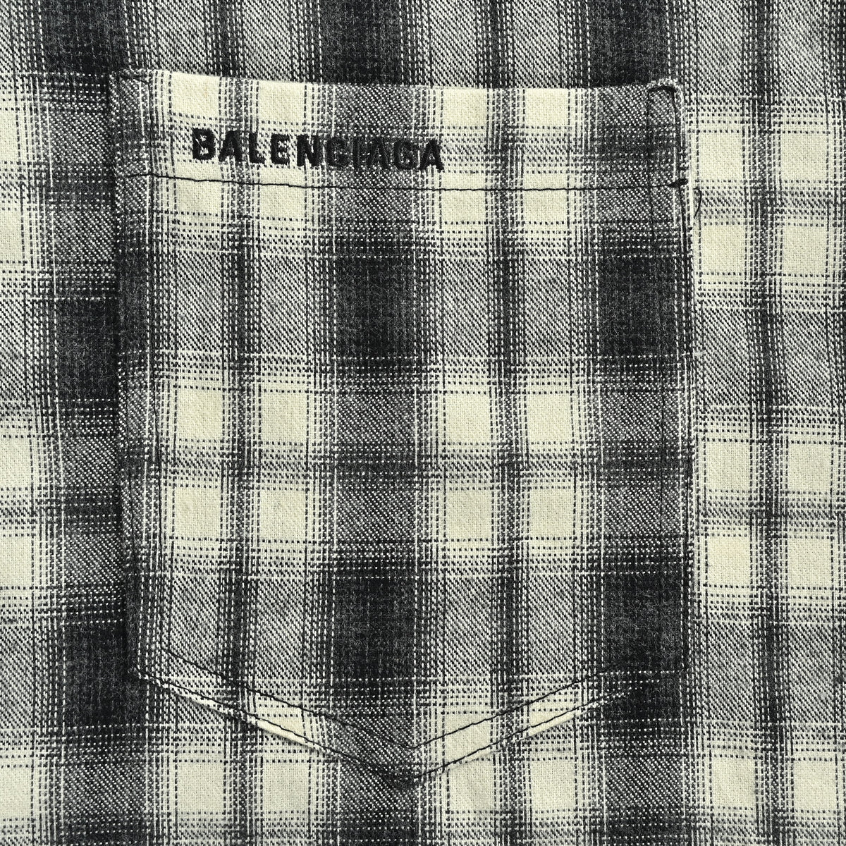 Balenciaga FW26 Brushed Plaid Long-Sleeve Shirt – Black/White A001ZSTUM339040