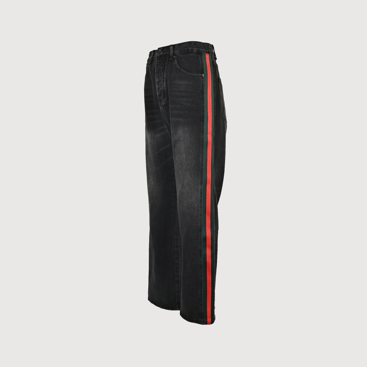 Gucci Red-Green Web Stripe Side-Seam Denim Jeans – Unisex  R4600824