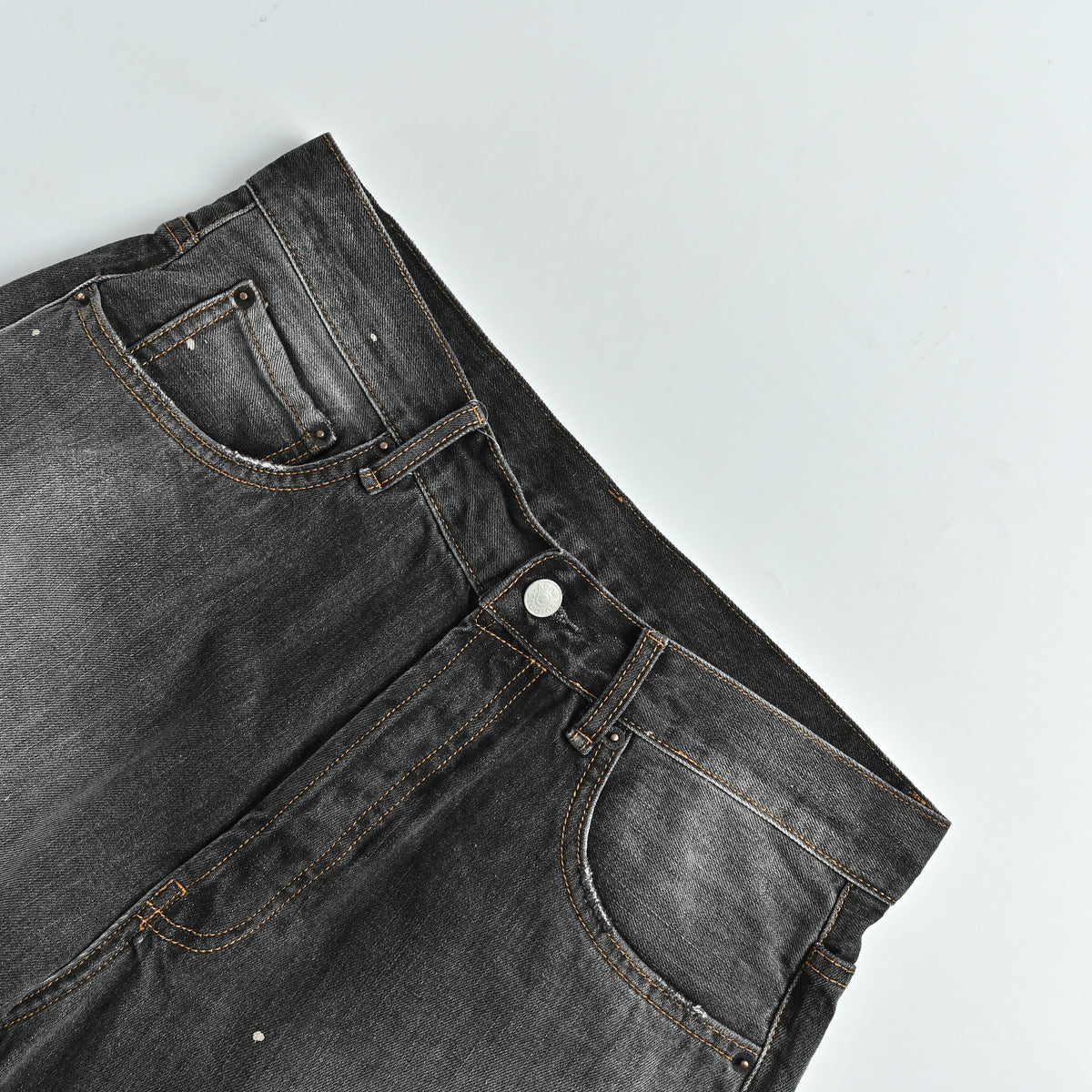 Acne Studios Hand-Painted Ink-Splash Washed Black-Grey Denim Jeans – Unisex  XBK5600808