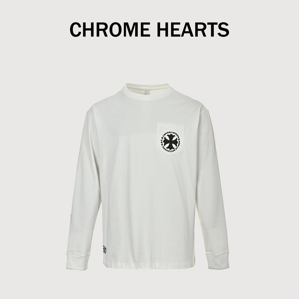 Chrome Hearts CH Circular Cross Medallion Print Long-Sleeve – White – Unisex SY3600905-MEDALLION