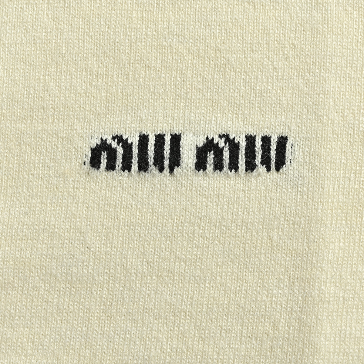 Miu Miu FW23 Logo-Embroidered Wool-Cotton Blend Cardigan – Cream – Women’s MMF890-13S1-F0304-S-OOO