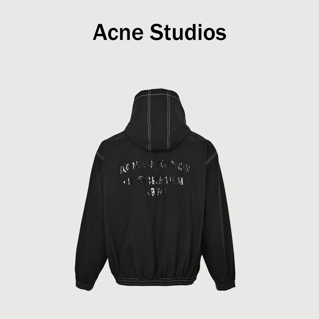 Acne Studios FW26 1996 Series Contrast-Topstitch Vintage Back-Logo Zip Hoodie – BlackB90896-900