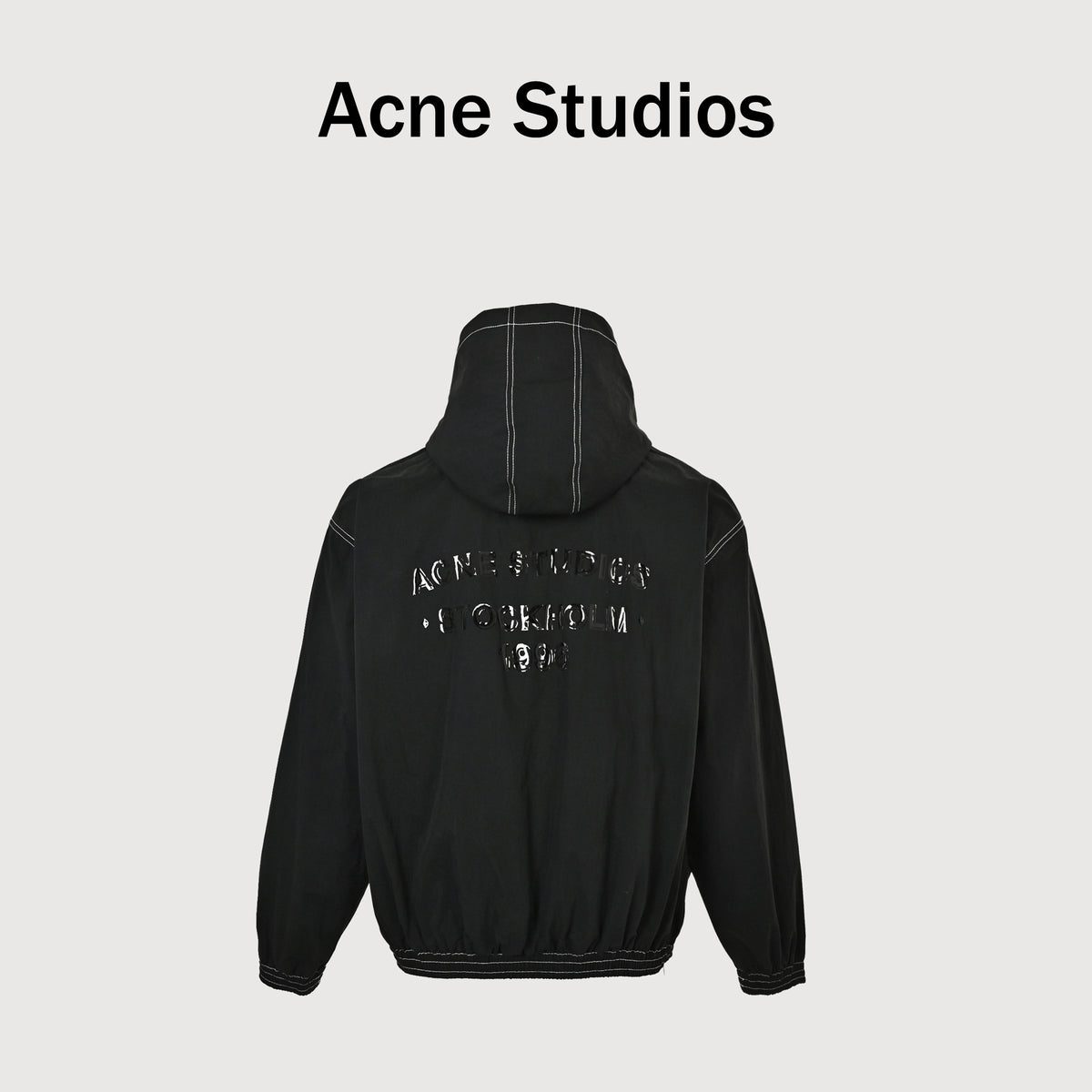 Acne Studios FW26 1996 Series Contrast-Topstitch Vintage Back-Logo Zip Hoodie – BlackB90896-900