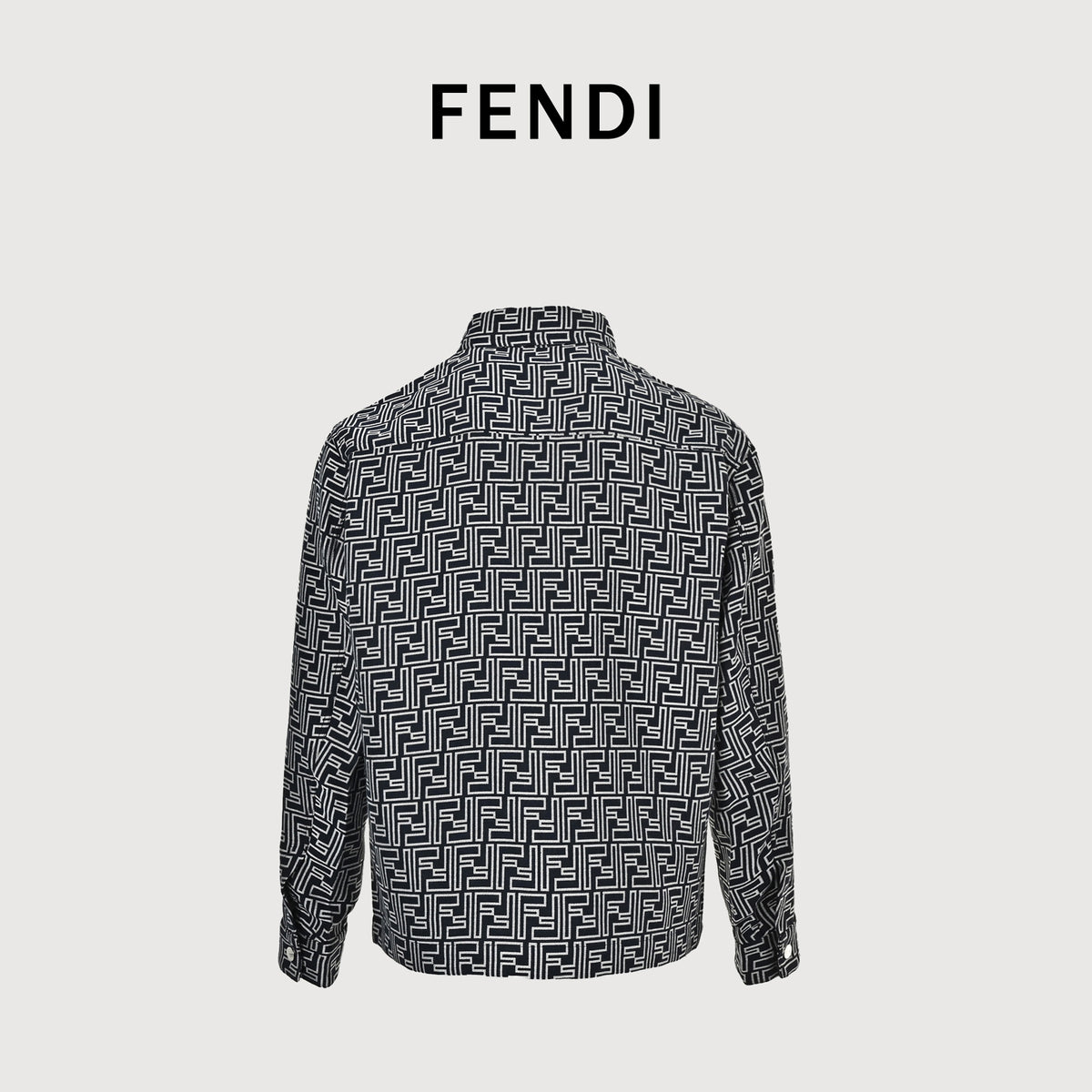 Fendi FF Monogram All-Over Vintage Lapel Shirt-Jacket – Pale Mist Blue – Unisex FY6800905