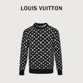 Louis Vuitton FW26 Full-Coverage LV Monogram Jacquard Crewneck Sweater – Black1A7RRK