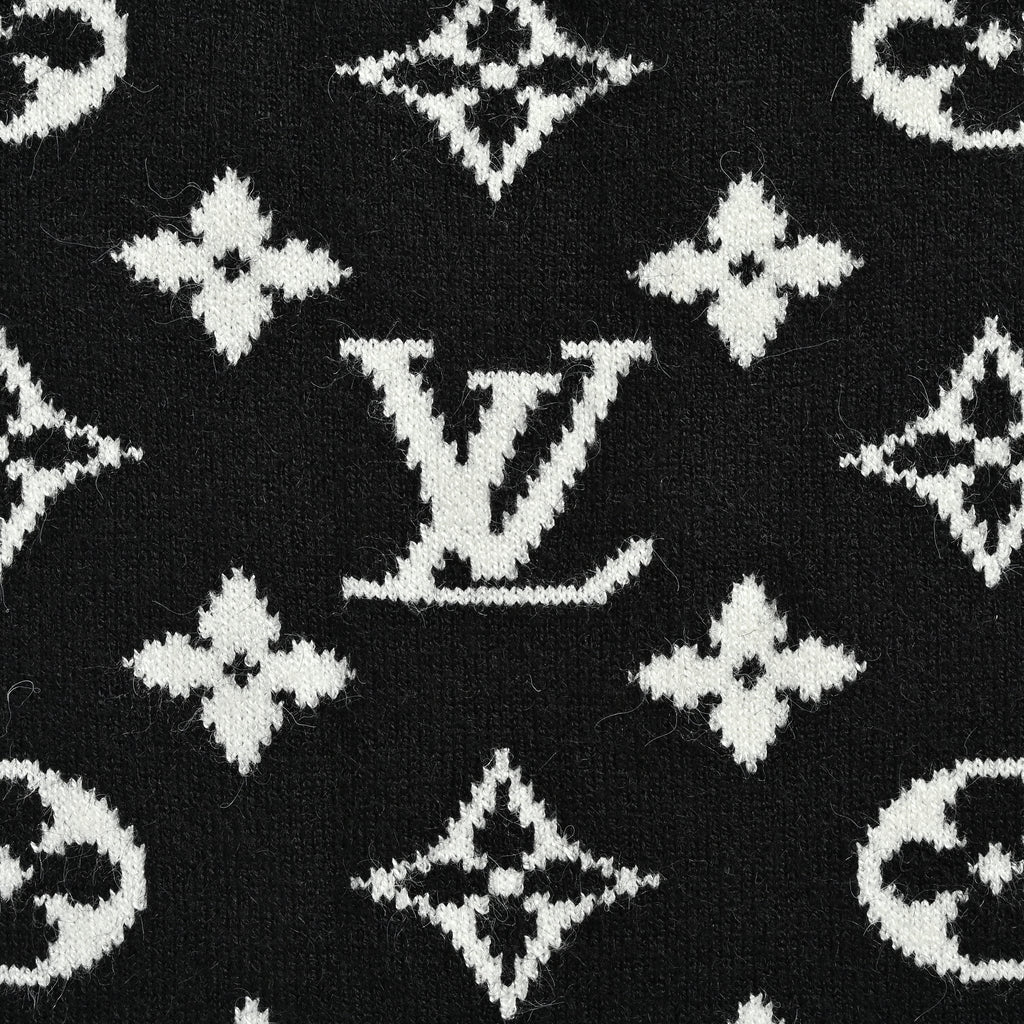 Louis Vuitton FW26 Full-Coverage LV Monogram Jacquard Crewneck Sweater – Black1A7RRK