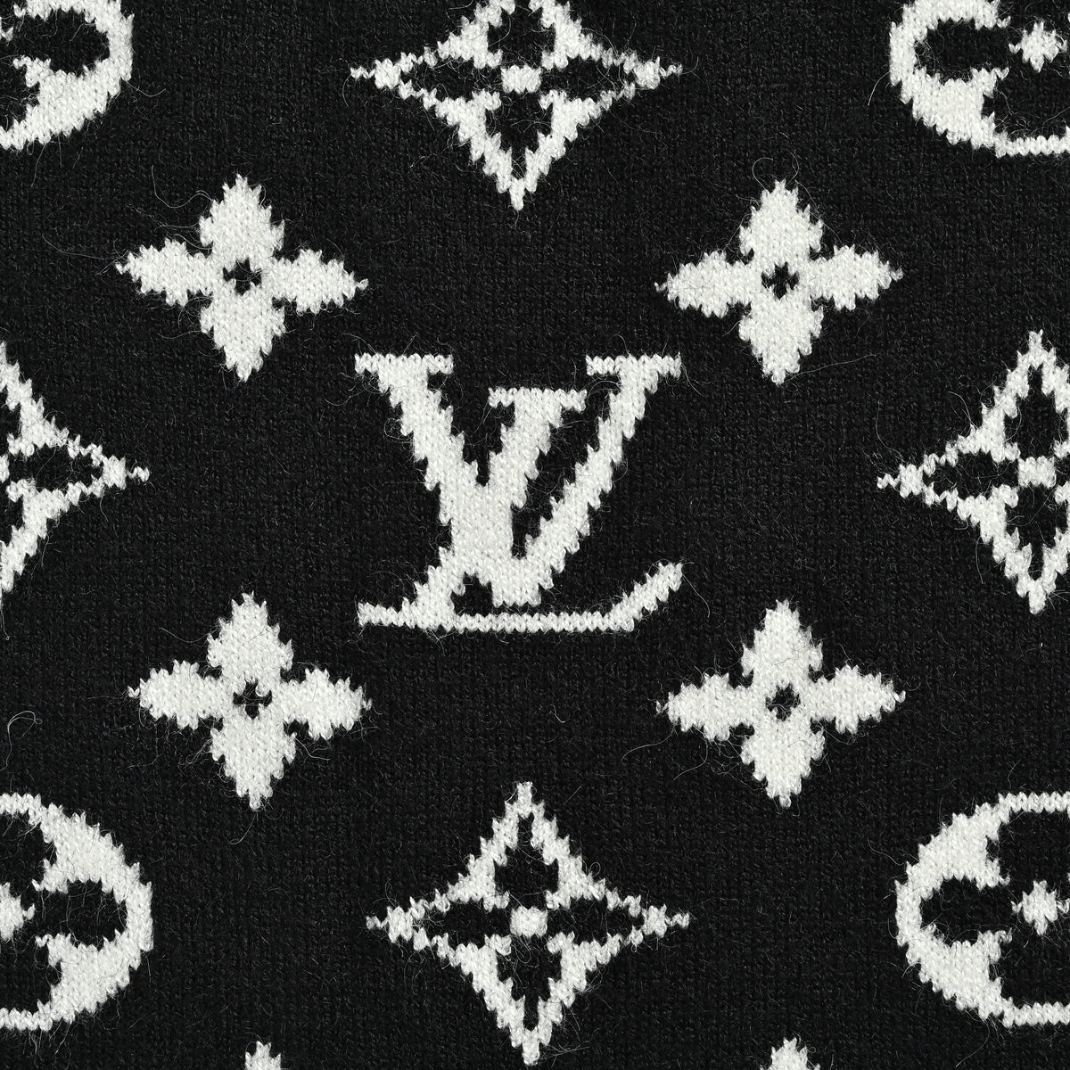 Louis Vuitton FW26 Full-Coverage LV Monogram Jacquard Crewneck Sweater – Black1A7RRK
