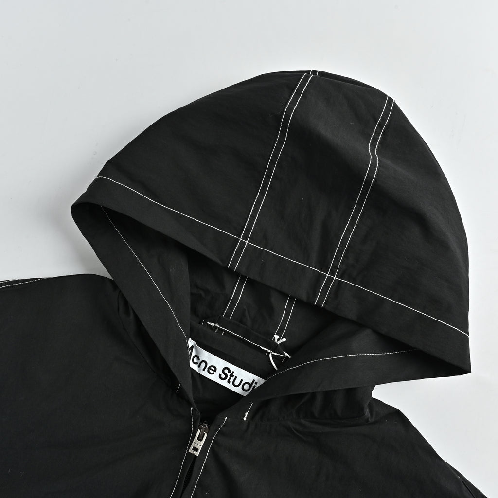 Acne Studios FW26 1996 Series Contrast-Topstitch Vintage Back-Logo Zip Hoodie – BlackB90896-900