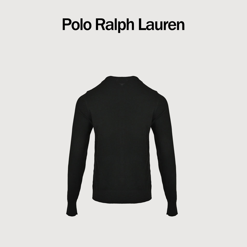 Ralph Lauren Polo Pony Embroidered Wool-Cotton Blend Crewneck Cardigan – Black – Women’s211971871-005