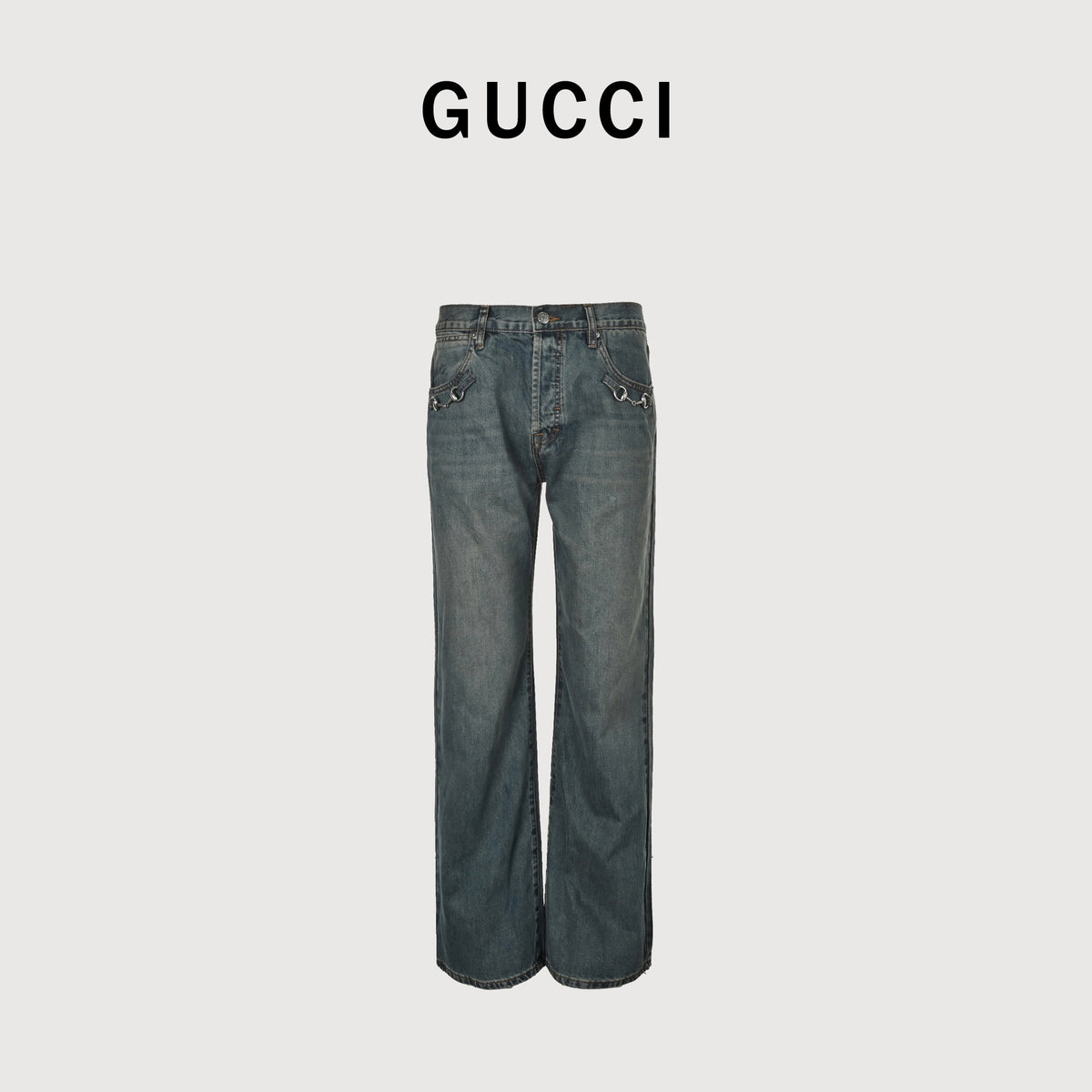 Gucci GUC Nano Lock-Clasp Washed Blue Denim Jeans – Unisex NP6401215