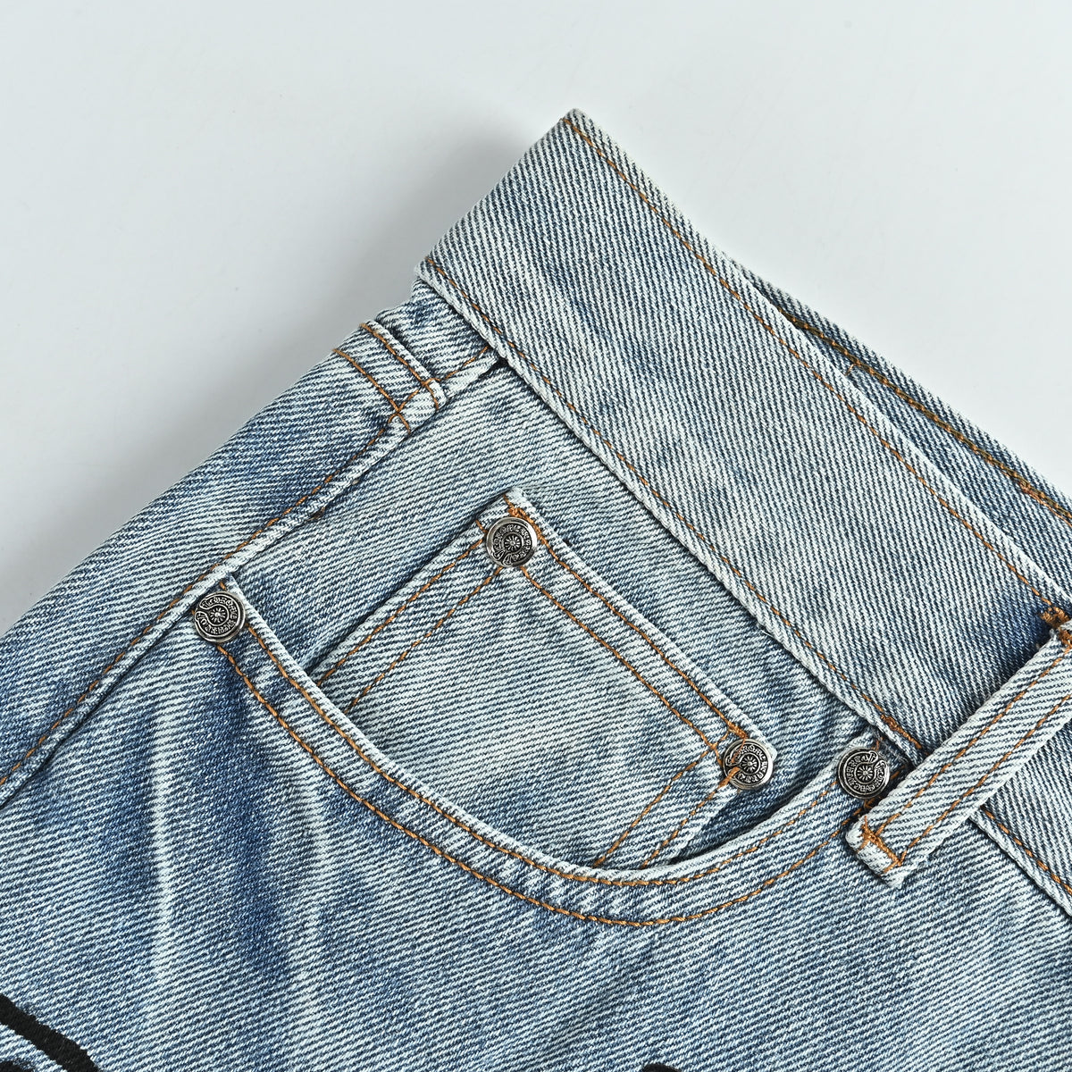 Chrome Hearts Couture Cross Patch Embroidered Washed Jeans – Unisex XM5600824